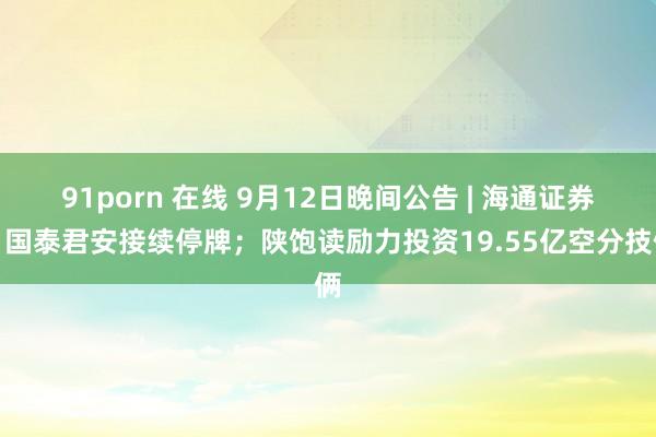 91porn 在线 9月12日晚间公告 | 海通证券、国泰君安接续停牌；陕饱读励力投资19.55亿空分技俩