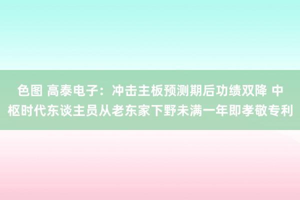 色图 高泰电子：冲击主板预测期后功绩双降 中枢时代东谈主员从老东家下野未满一年即孝敬专利