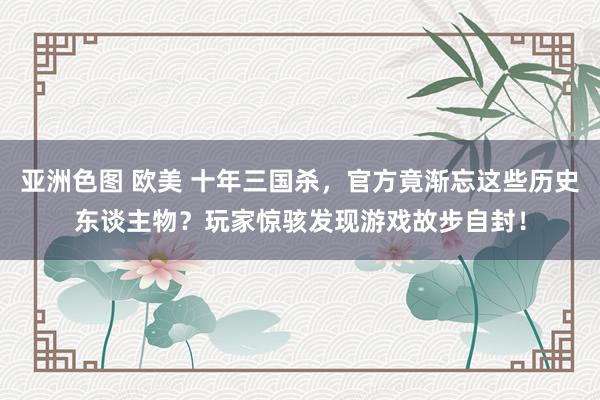 亚洲色图 欧美 十年三国杀，官方竟渐忘这些历史东谈主物？玩家惊骇发现游戏故步自封！