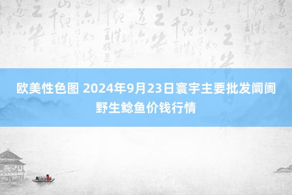 欧美性色图 2024年9月23日寰宇主要批发阛阓野生鲶鱼价钱行情