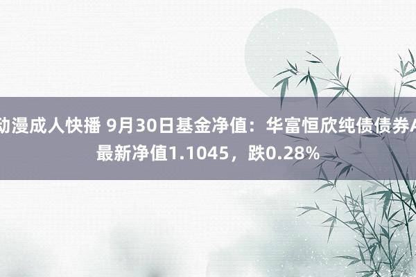 动漫成人快播 9月30日基金净值：华富恒欣纯债债券A最新净值1.1045，跌0.28%