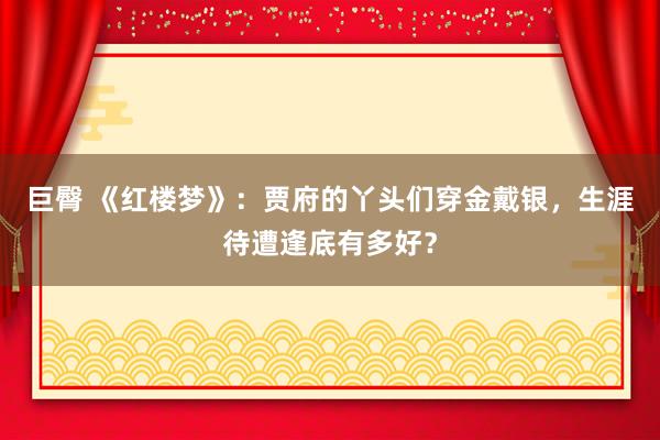 巨臀 《红楼梦》：贾府的丫头们穿金戴银，生涯待遭逢底有多好？