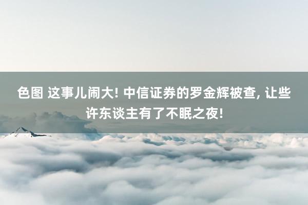 色图 这事儿闹大! 中信证券的罗金辉被查， 让些许东谈主有了不眠之夜!