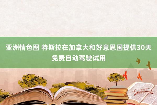 亚洲情色图 特斯拉在加拿大和好意思国提供30天免费自动驾驶试用