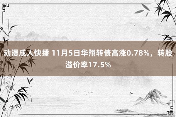 动漫成人快播 11月5日华翔转债高涨0.78%，转股溢价率17.5%