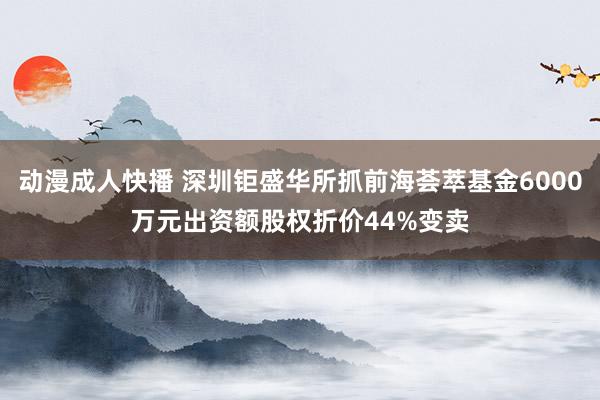 动漫成人快播 深圳钜盛华所抓前海荟萃基金6000万元出资额股权折价44%变卖