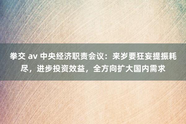 拳交 av 中央经济职责会议：来岁要狂妄提振耗尽，进步投资效益，全方向扩大国内需求