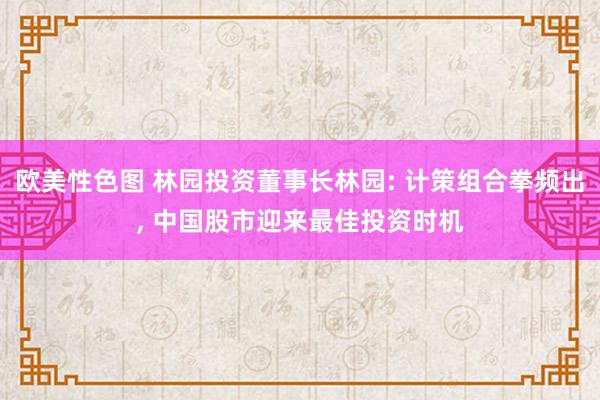 欧美性色图 林园投资董事长林园: 计策组合拳频出， 中国股市迎来最佳投资时机