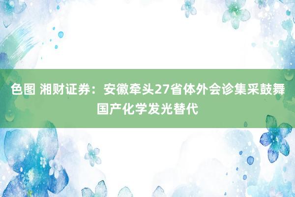 色图 湘财证券：安徽牵头27省体外会诊集采鼓舞国产化学发光替代