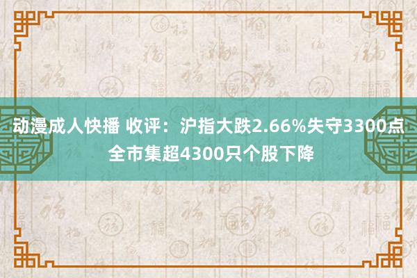 动漫成人快播 收评：沪指大跌2.66%失守3300点 全市集超4300只个股下降