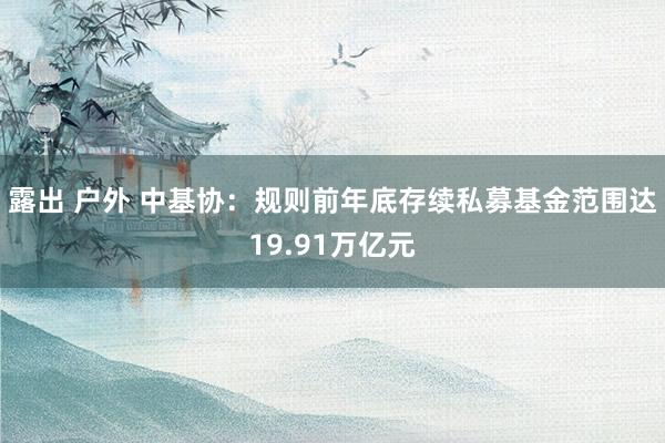 露出 户外 中基协：规则前年底存续私募基金范围达19.91万亿元